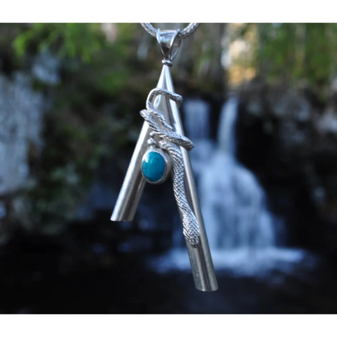 Kuripe en argent cobra avec turquoise